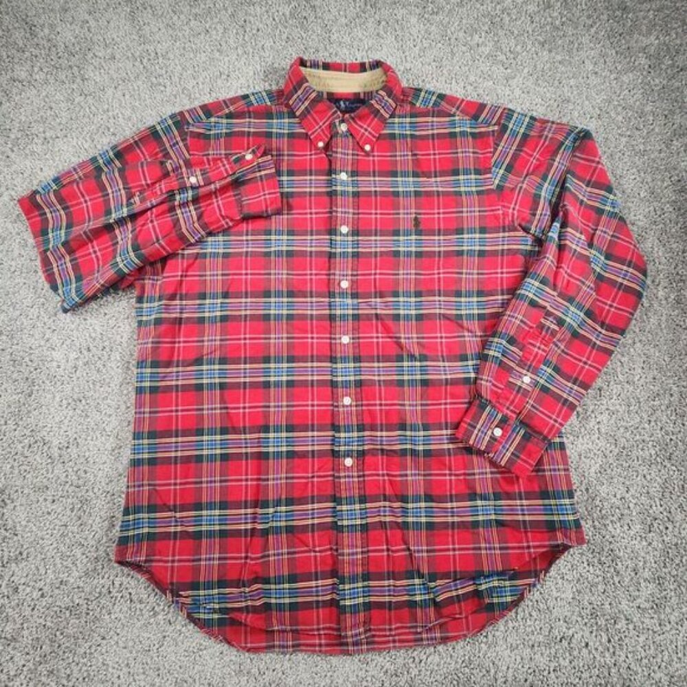 Ralph Lauren Shirt Mens‎ Large Plaid Preppy Career Button Pony Office Thick - Picture 2 of 9